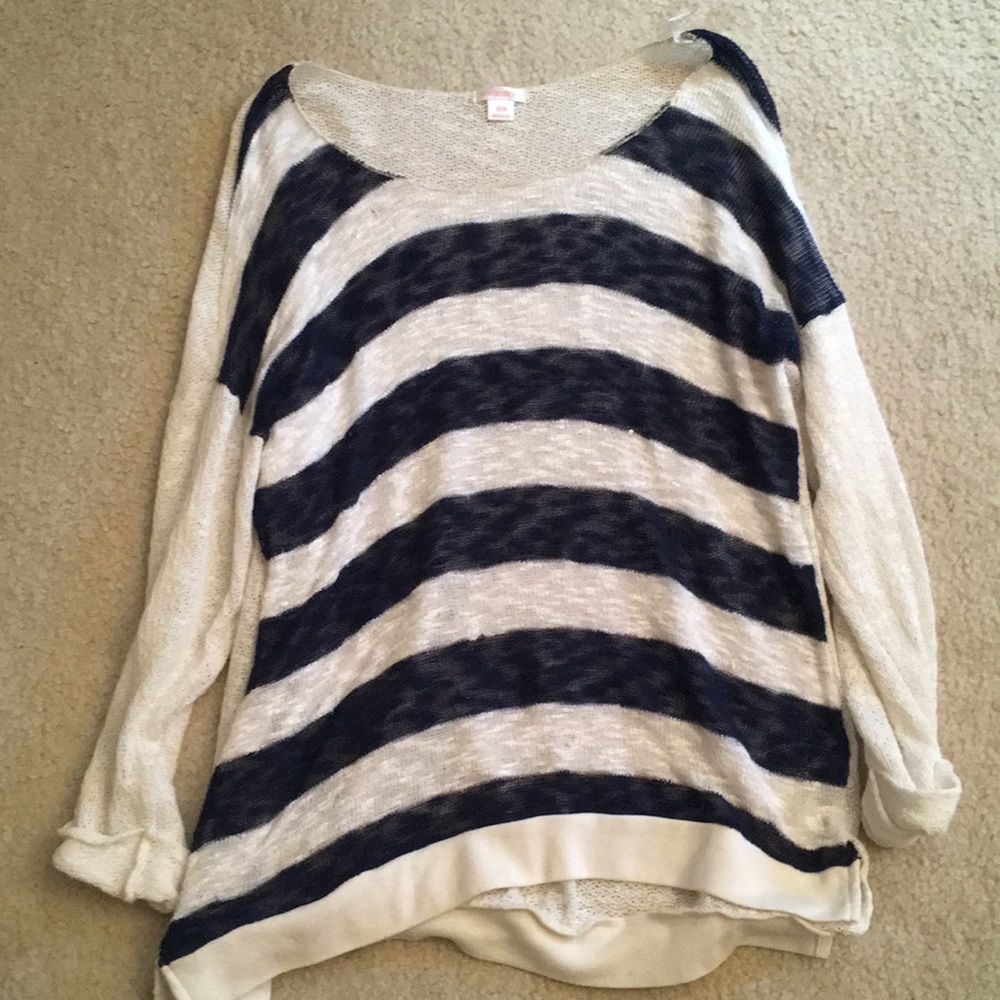 Navy and cream striped sweater